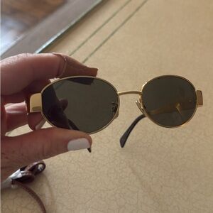 Celine Gold Frame Sunglasses with Dark Green Lenses